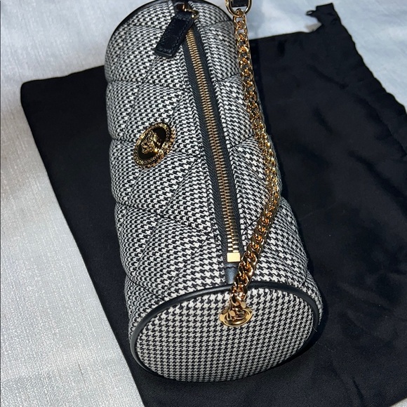 Versace Quilted Hounds Tooth Shoulder barrel bag cotton/leather La Medusa - Picture 6 of 11